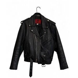 VINTAGE Jafrum leather Biker jacket black moto classic mens size 40